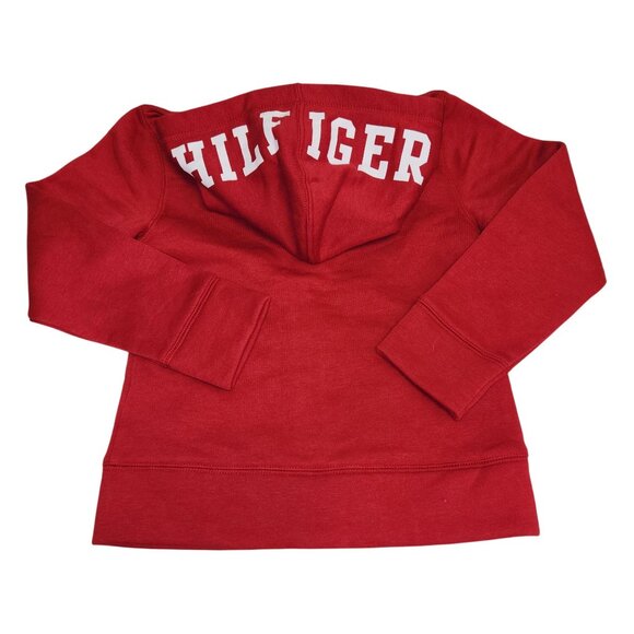 Tommy Hilfiger Girls 7 Red Full Zip Long Sleeve Hoodie TH85 Logo New 2403 - Picture 2 of 6